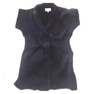 NWOT Black Shae Short-sleeve Cabled Tie Cardigan L